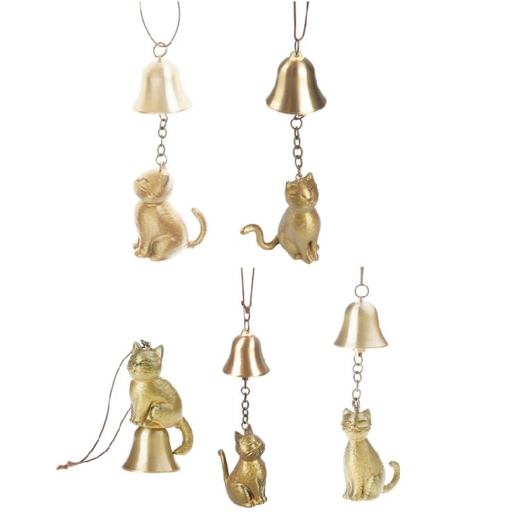 Lovely Kitten Wind Chimes Indoor and Outdoor Decoration Vintaged Bronze Metal Soothings Sounds for Garden Decoration Gift