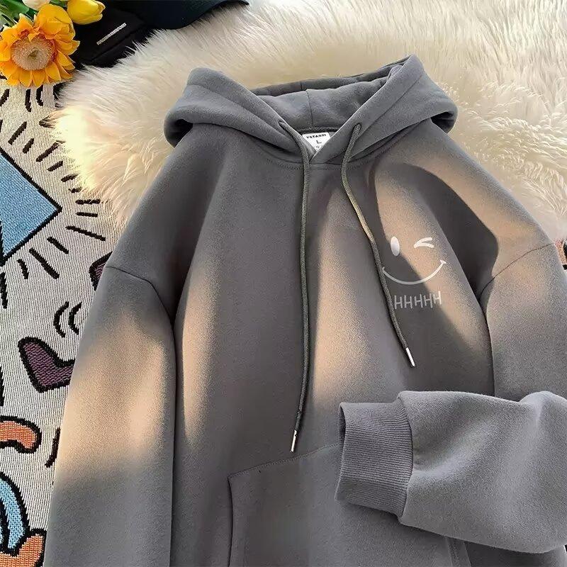 Damen Lachendes Gesicht Lustig Mode Paar Kapuzenpullover Amerikanisch Schwergewicht Locker Verdickt Kaschmir Herren Kapuzenpullover Pullover Oberteil