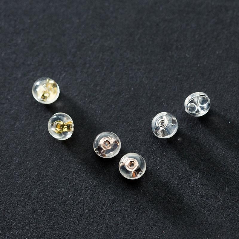 Hypoallergenic Silicone Clear Earring Stoppers,S925 Sterling Silver Earring Backs Bullet Clutch for Earring Making Supplies Electroplated silver