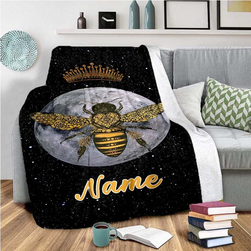 The Moon And The Bee Customize Your Name Blanket Used For Chair Office Sofa Bed Camping Soft And Warm Giving Friends And Relatives Birthday Graduation