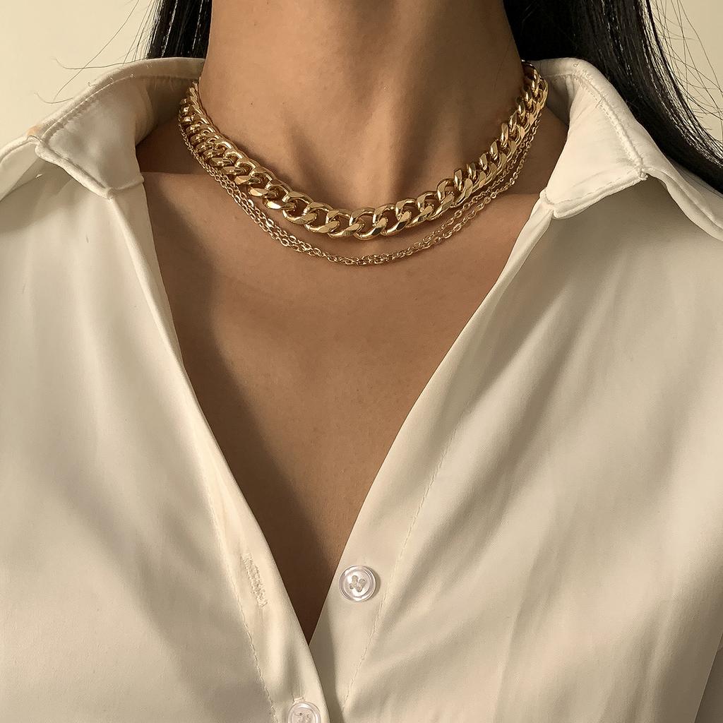 Ingemark Punk Simple Geometry Thick Chokers Necklace Women Trend Gold Color Metal Chunky Neck Chain Hip-Hop Steampunk Jewelry