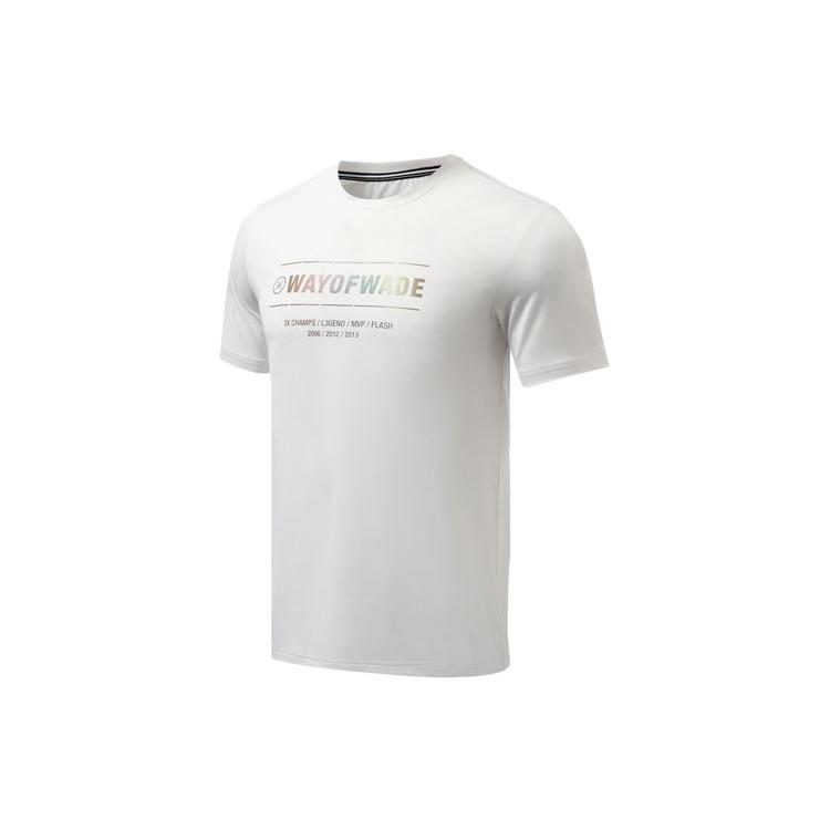 Li Ning T Shirts Men's White Crew Neck Moderate Straight Fit ATSR287-4