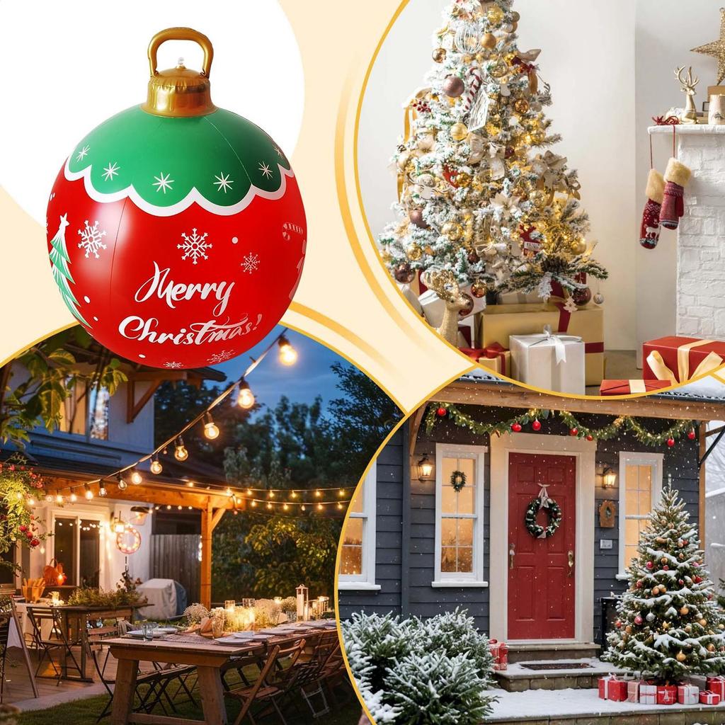 Inflatable Christmas Ball Giant PVC Inflatable Christmas Decorated Ball Ornaments Festive Party Decor For Porch Garden Living