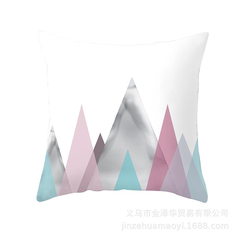 Modern Simple Pillow Cover Office Cushion Cover Pink Geometric Print Cushion Home Furnishings Home