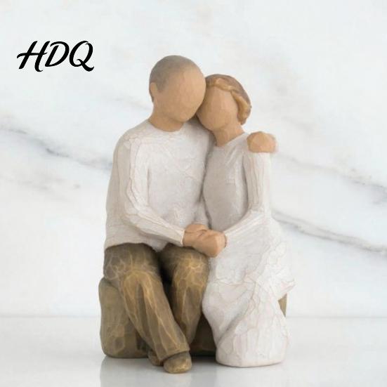Mother And Child Embrace Ornament Wooden Texture Resin Figurine Hand Carved & Child/Family/Couple/Dog Owner Sentimental Gift for Her Statue,