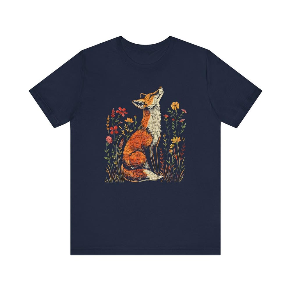 Vintage Wildflower Fox Comfort Shirts Light Academia Cottagecore Forestcore Whimsical Shirt Casual Daily Y2K Top Streetwear