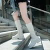 Fashion Women's Mid Calf Boots Padded Shoes Knee High Winter Sneakers Punk Style Military Casual White Black 2024 Lucury Platform Woman