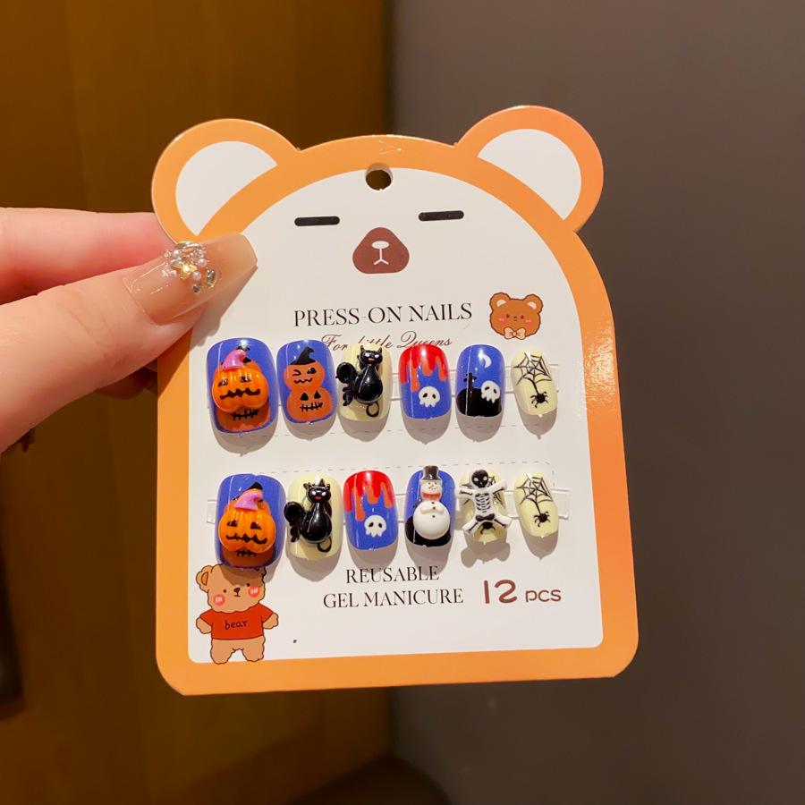 

Дитячі довгі наклейки для нігтів, які можна носити, з желеподібним клеєм - Милі, свіжі та знімні наклейки для нігтів для дівчаток