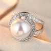 Vintage Inlaid Imitation Pearl CZ Women's Ring Minimalist CopperColor Hand Carving Daily Wear Party Jewelry Anniversary Gift