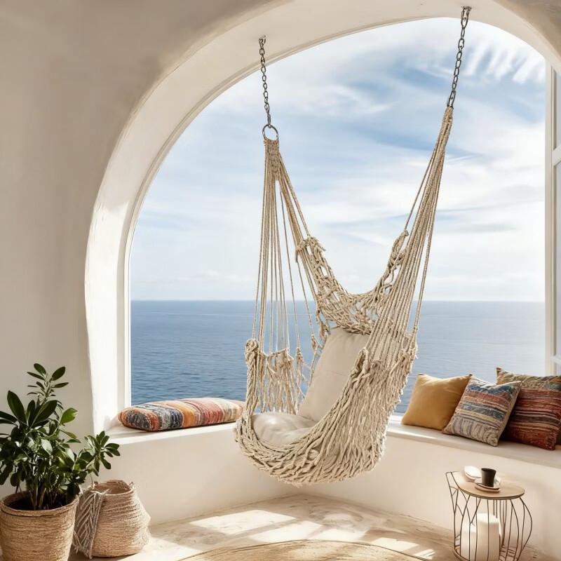 Outdoor Cotton Rope Mesh Hammock Chair