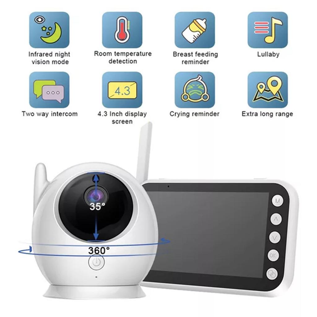 Baby Monitor-4.3 Inch Baby Monitor with Baby Care and Monitoring Features - Perfect for Keeping an Eye On Your Little One - English Translation