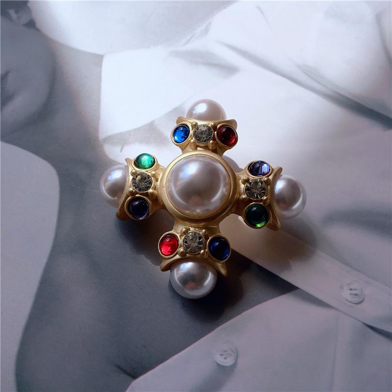 Creative Retro Baroque Style Gemstone Brooch Luxury Palace Party For Women Clothing Accessories Brooches Holiday Gifts