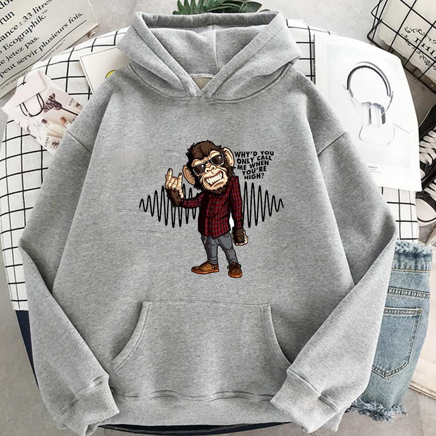 Unisex Harajuku Vintage ARCTIC MONKEYS Bluzy z nadrukiem fali dźwiękowej z długim rękawem Pulowery Damskie Hip Hop Skateboard Bluzy