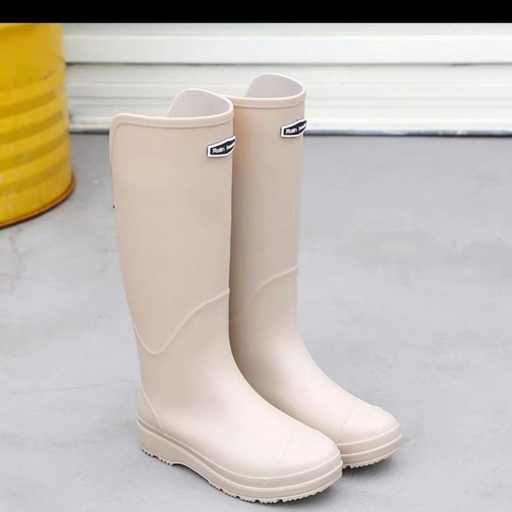 High tube rain shoes men's and women's non-slip waterproof shoes thick sole wear-resistant long tube water boots outdoor wading rubber shoes fashion