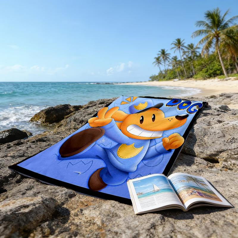 1pc DogMan2 Beach Towel, Beach and Seaside Swimming Pool Equipment, Fashion Pattern, Rectangular, Travel Essentials