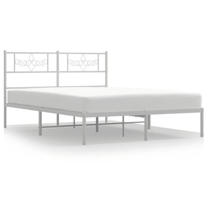 VidaXL Metal Bed Frame with White Headboard 120x190 Cm 355313