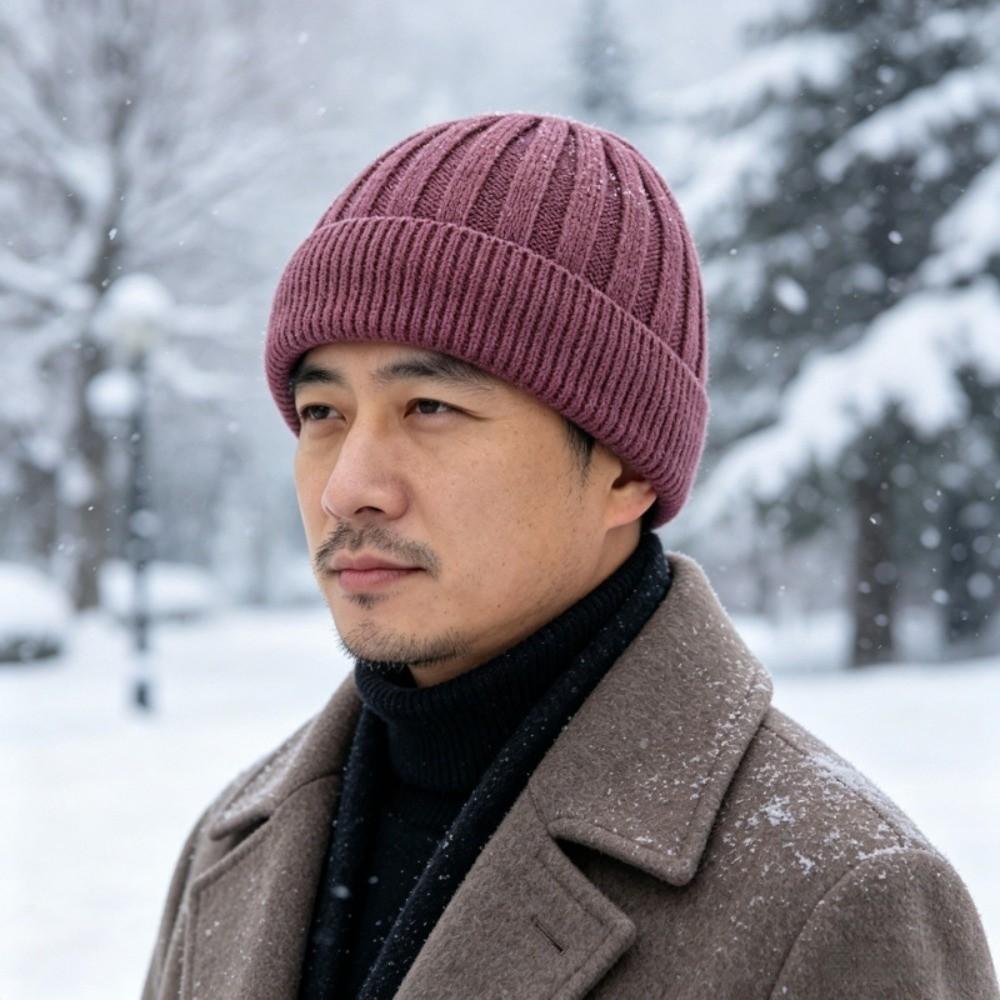Thick Warm Fleece Lined Beanie Ear Protection Warm Skull Cap Fashion Winter Knit Hat Men Women