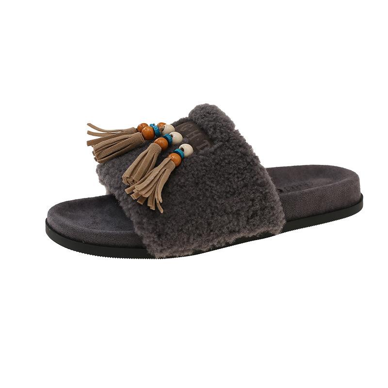 

Mao Mao slippers 22 autumn new elegant temperament outer wear casual soft bottom lazy word drag 35 серый