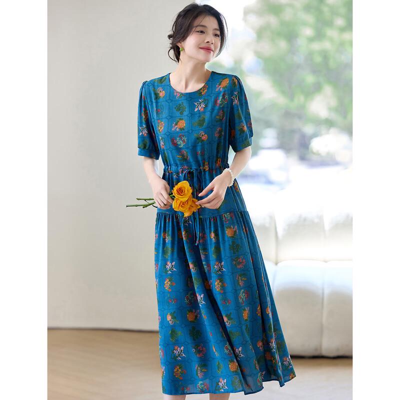 Elegant Floral A-Line Midi Dress M