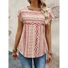 3D Printed Flower Stripe T Shirt For Women Colorful Geometry Graphic Short Sleeves Summer Street O-Neck Tees Tops Loose T-Shirts