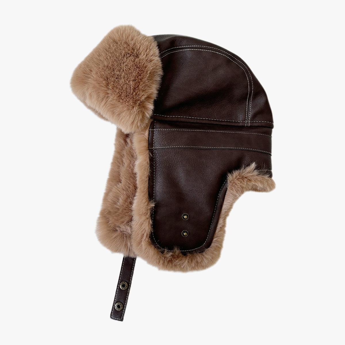 

Ретро шапка Лей Фэн для женщин с защитой от холода, защитой ушей и теплом для катания на открытом воздухе, модная универсальная шапка для мужчин, кожа, новый стиль Adjustable