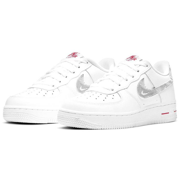 Nike Air Force 1 Low GS White University Red Kids Sneakers Black DJ4625-100