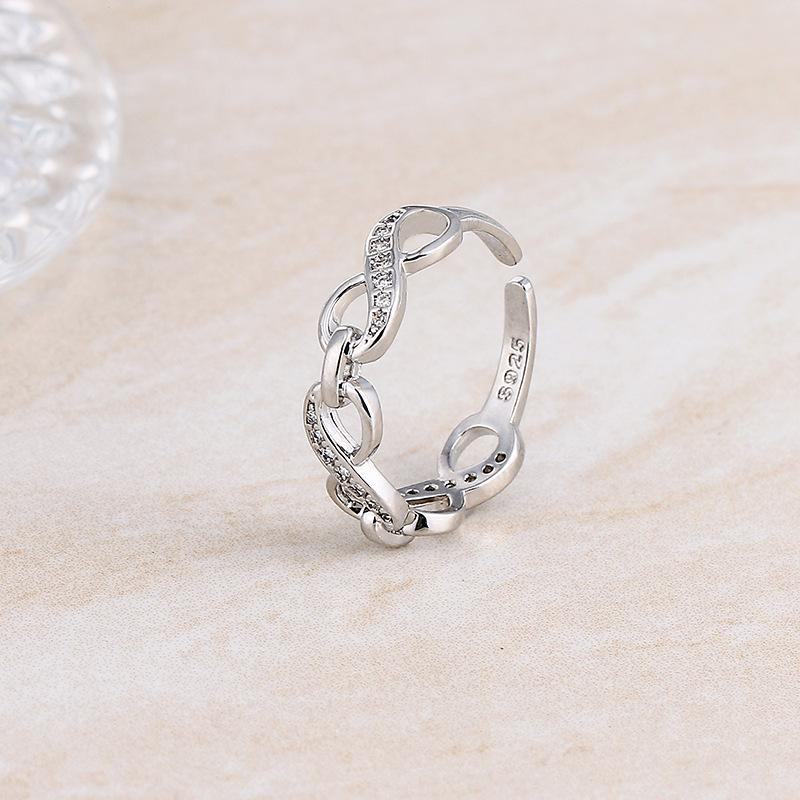 Korean Infinite Love Diamond Chain Ring with Creative 8-Character Infinity Design