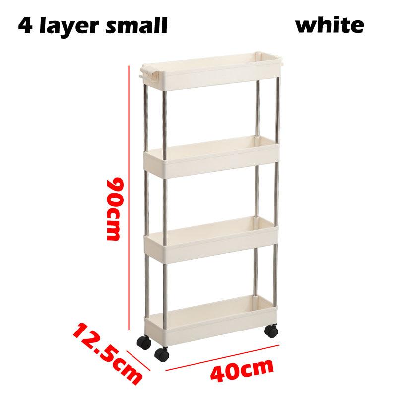 Scaffale da cucina a 3/4 strati Scaffale da bagno mobile in plastica con ruote Organizzatore salvaspazio