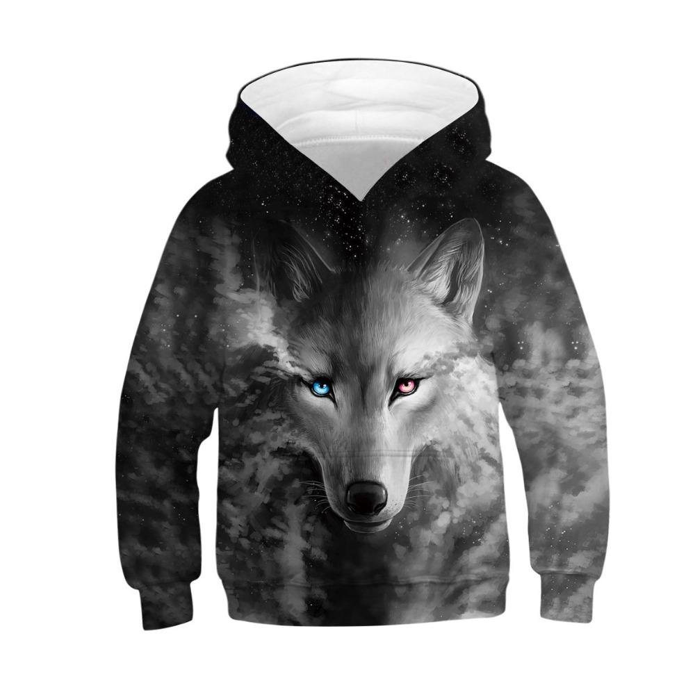 Children's Cool Animal Wolf 3D Digital Printed Boys' Personalized Fashion Hoodie Sweatshirt