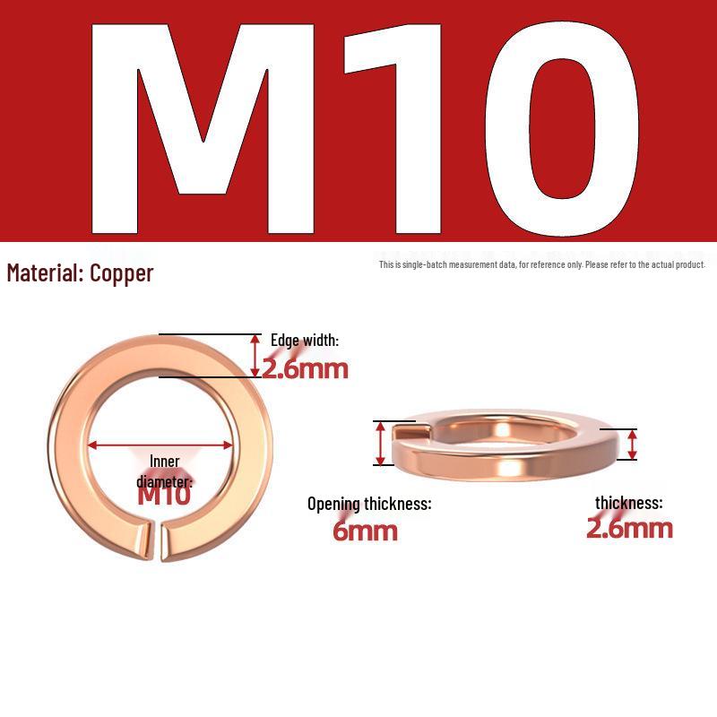 Pure Red Copper All-Copper Spring Washer, Bronze Round Washer Screw Metal Washer GB93
