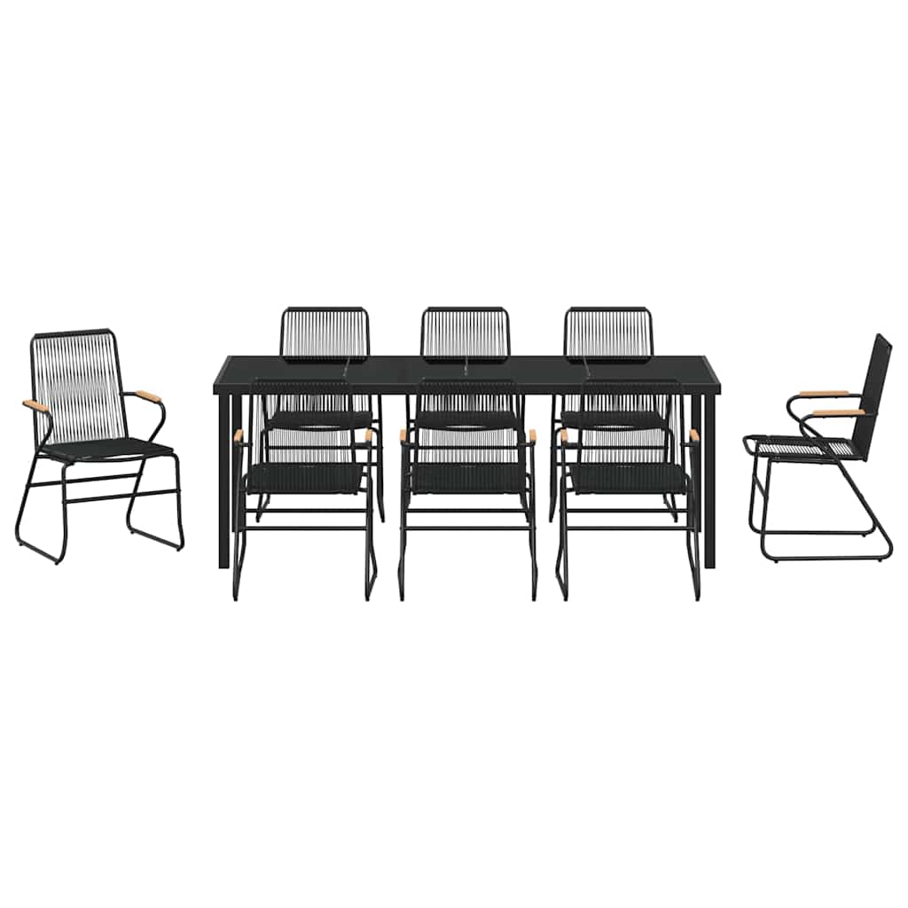 Outdoor Dining Set 9 pcs Black Powder Coated Steel