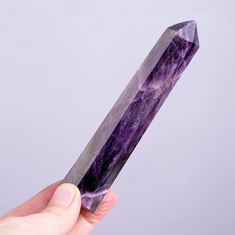 Grande Taille Point de Cristal d'Améthyste Naturelle Baguette Pierre d'Énergie Cristalline Quartz Violet Naturel Décoration Intérieure Artisanat Poli 8-15cm Pierre Sculptée