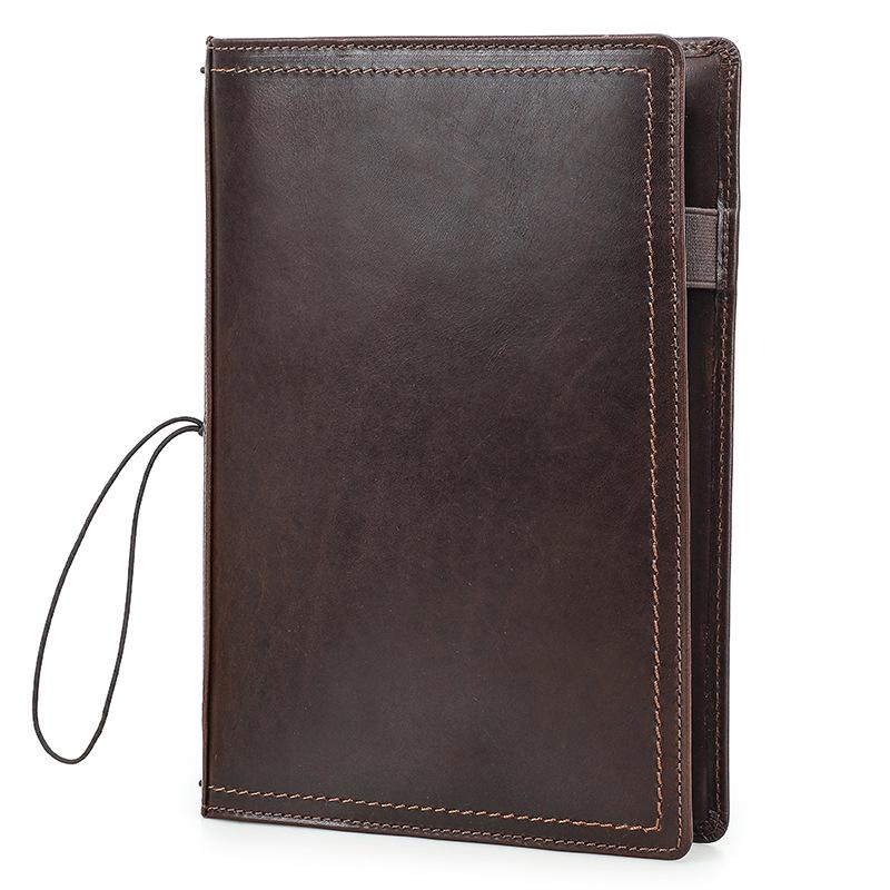 

Handmade Coffee Leather RFID-Proof Multi-slot Book Cover