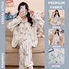 "Cute Dog Dachshund" ins cartoon spring and autumn striped pajamas women's cardigan long-sleeved loungewear autumn and winter suit
