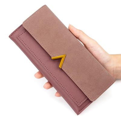 Korean-Style Long Ladies' Wallet: Solid Color Clutch with Zipper and Multi-Card Slots