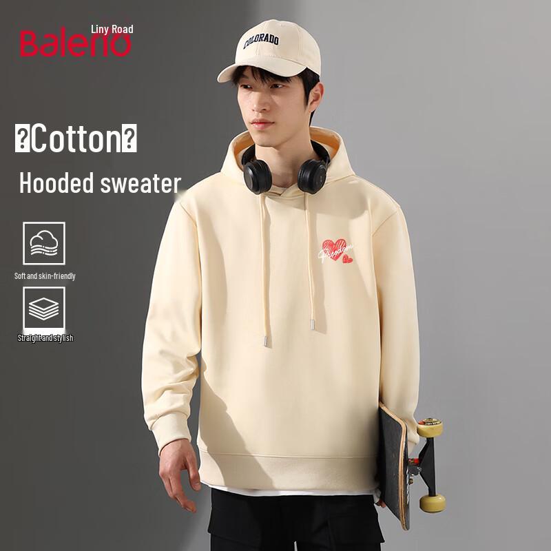 

Baleno Men s Heart Print Loose Fit Hooded Sweatshirt 4XL