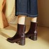 High-heeled short boots women's 2025 ultra-fire boots Merad thick heels autumn and winter new women's medium boots square-headed thin boots