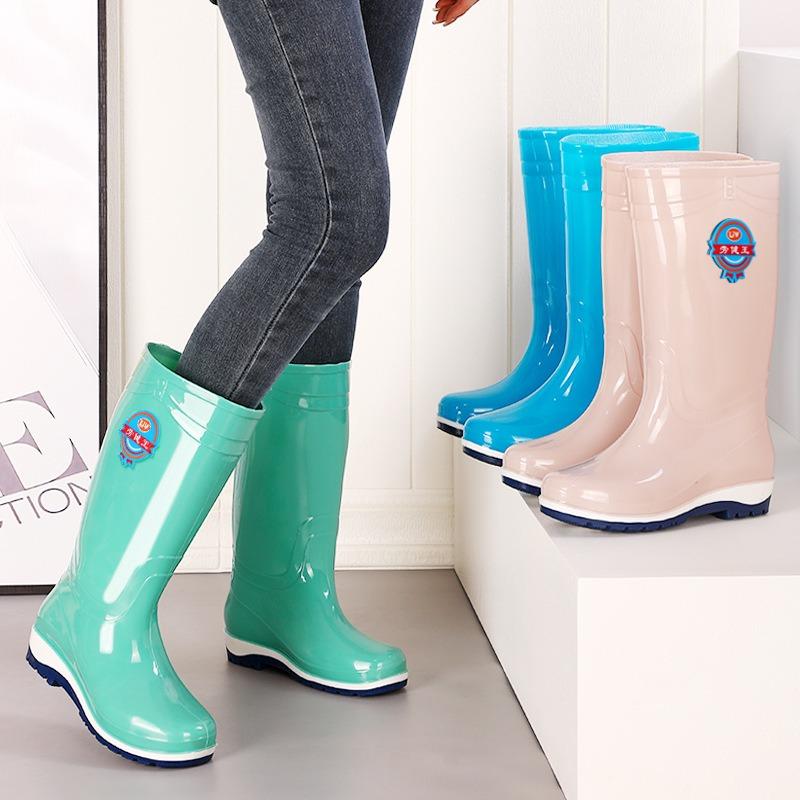 rain shoes women's medium tube cotton rain boots non-slip waterproof shoes adult work wear winter warm water boots