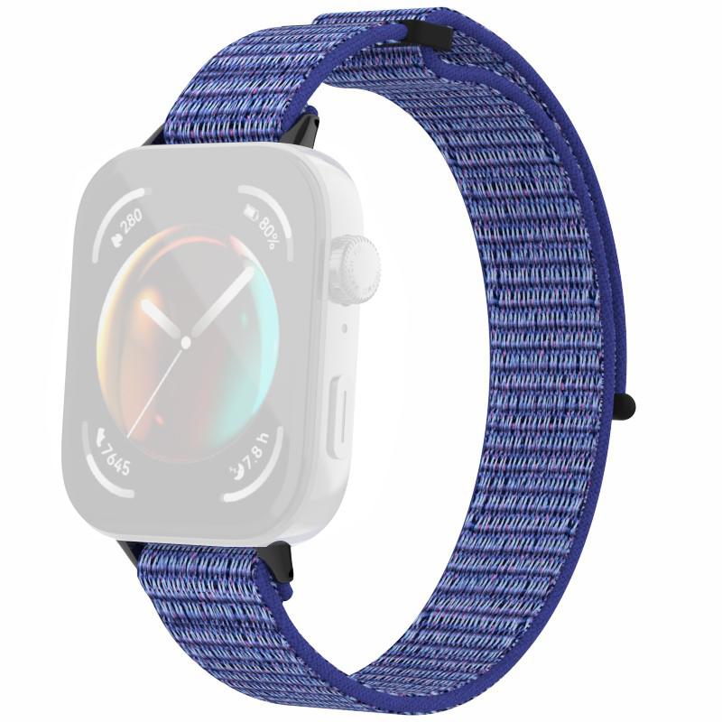 

For Huawei Watch Fit 3 Watch Strap Magic Tape Nylon Wrist Band Midnight Blue