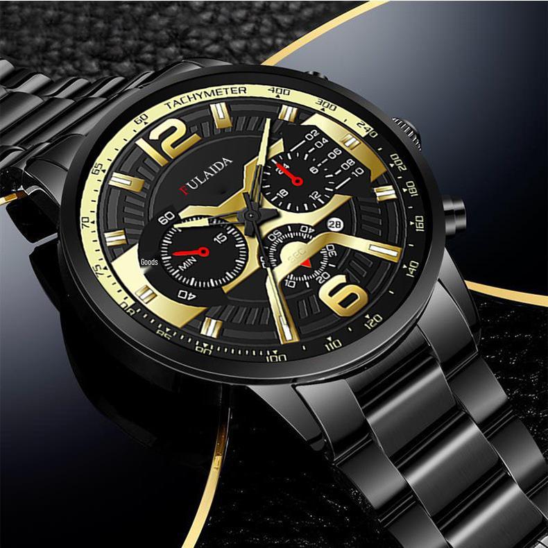 Men's Quartz Wristwatch: Stainless Steel Band, Luminous Hands, Date Display