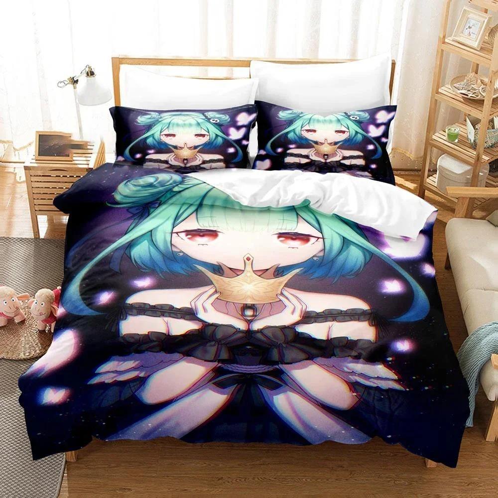 Comforter 3D Print Uruha Rushia Hololive Butterfly Girl Bedding Set Bedroom Soft Modern S Comefortable