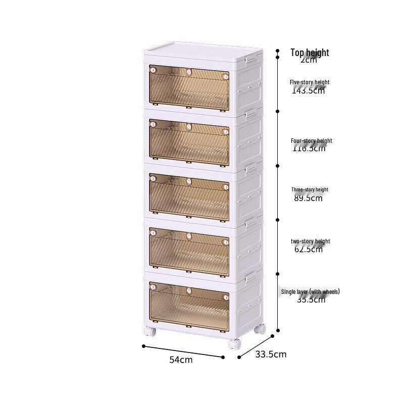 Miling 5-Tier Foldable Storage Cabinet with Wheels