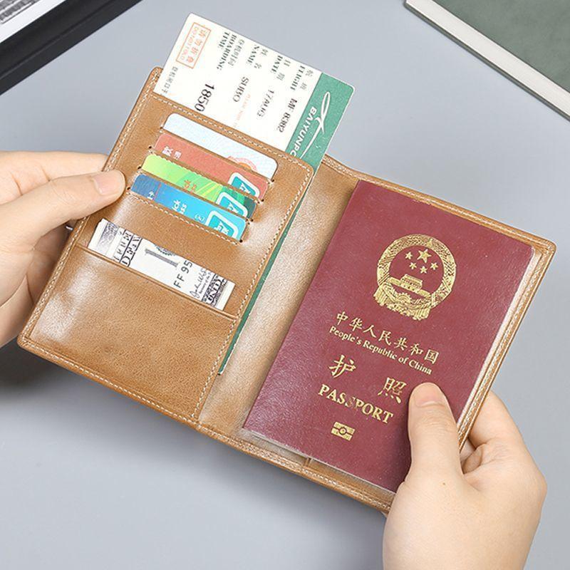 Multifunctional Document Passport Holder Protection Case Pu Leather Passport Clip Holder Travel Wallet Card Holder