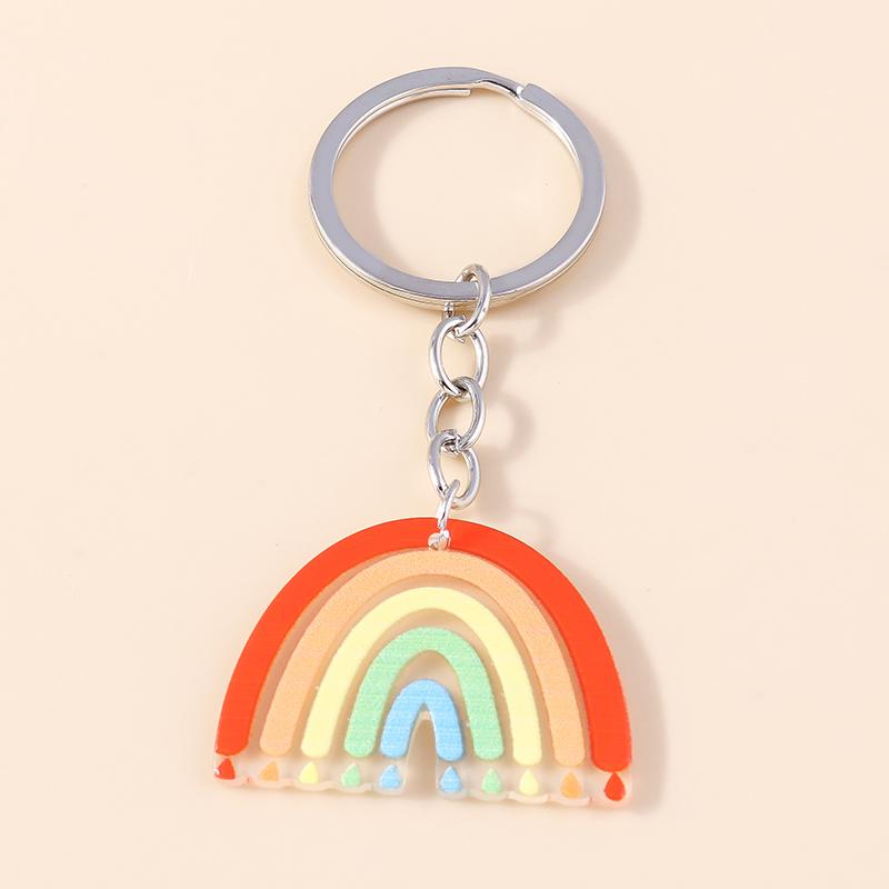 Colorful Rainbow Keychain Smile Cloud Key Rings Resin Key Chains for Women Girls Handbag Gift Jewelry Accessories
