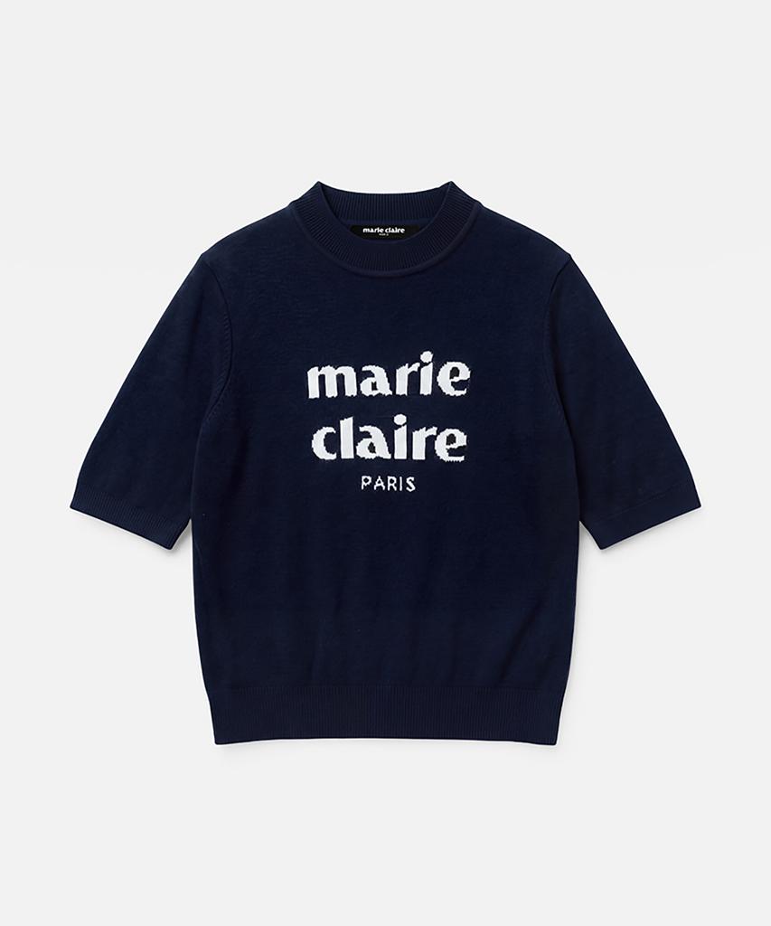 MARIE CLAIRE Essential Logo Cashmere Wool Short Sleeve Knit (Magdkn14Mny)