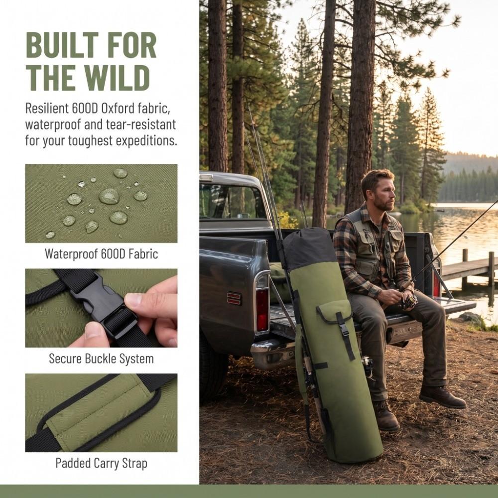 Foldable Fishing Pole Bag Large Capacity Fishing Rod Case Durable Fishing Rod Bag  Fishing Trip