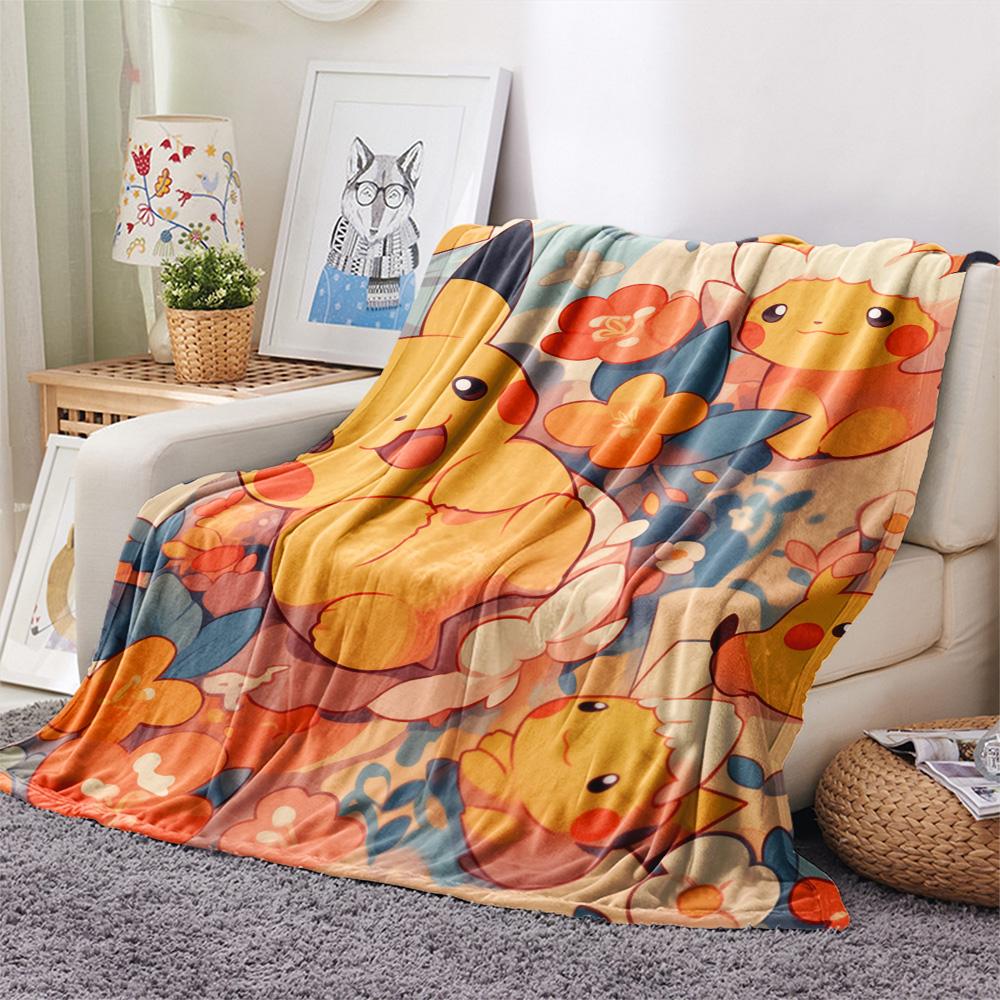 Pikachu  Print Flannel Blanket, High Quality Comfortable for All Seasons, Home Decor, Warmth and Comfort