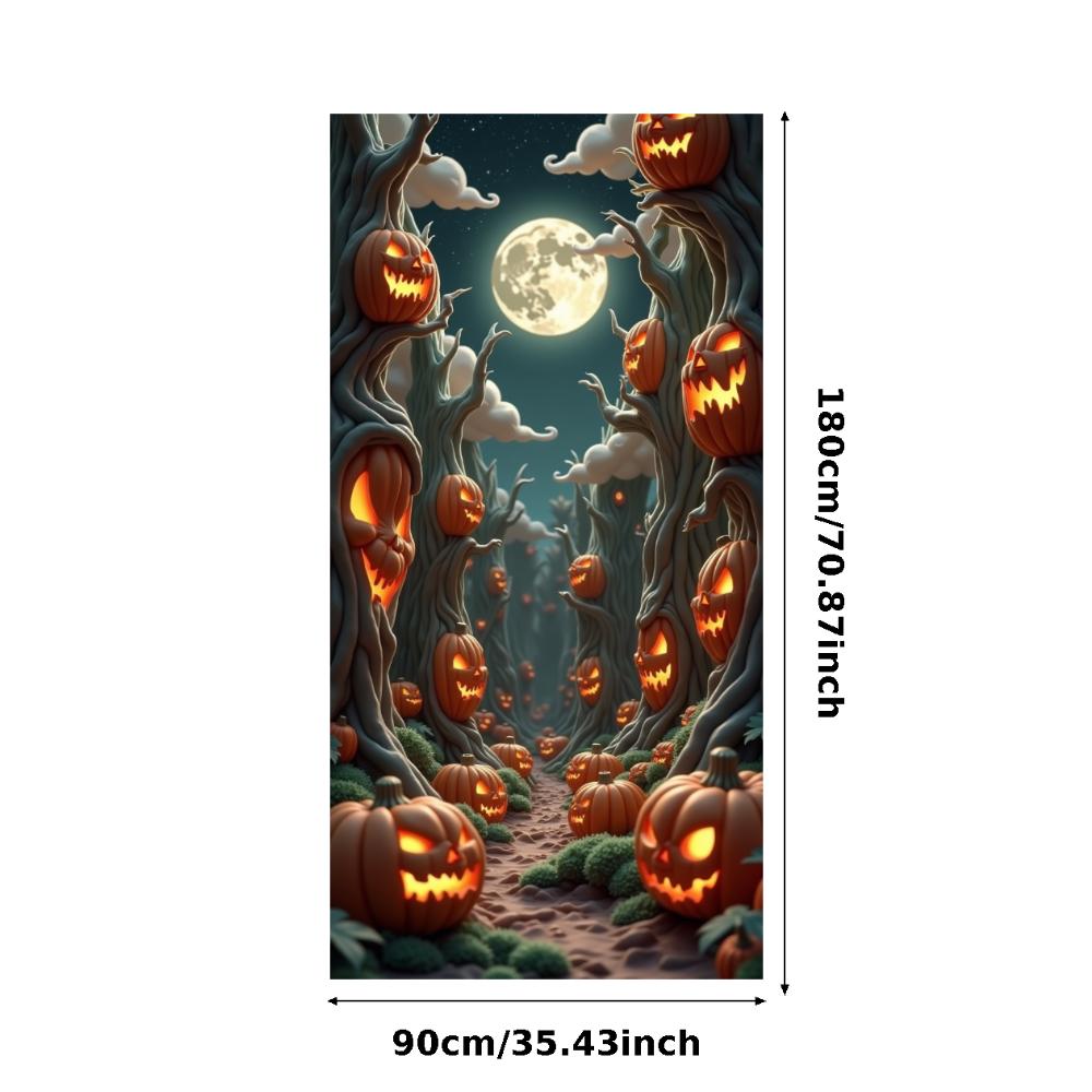 Jack O Lantern Banner Starry Sky Forest Theme Banner Pumpkin Banner Halloween Theme Spooky Decoration For Autumn Celebration