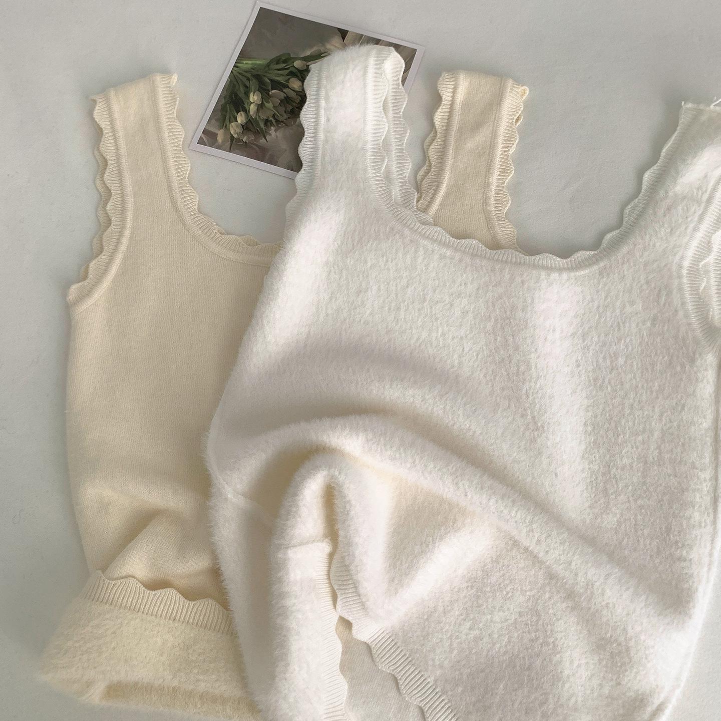 

Women s White Velvet Sleeveless Slim Vest - Autumn/Winter 2025 One Size