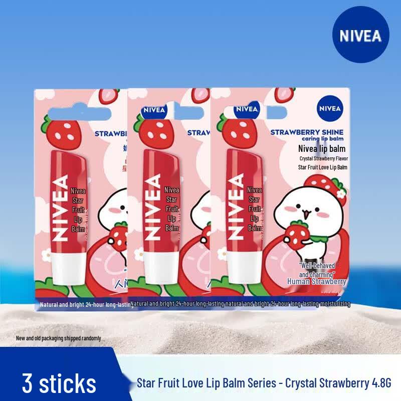 NIVEA Crystal Strawberry Moisturizing Lip Balm (3-Pack)
